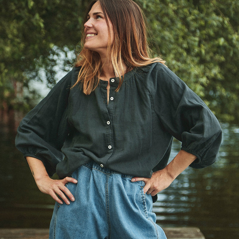 Women’s Cotton Onagre Blouse - Pirate Black