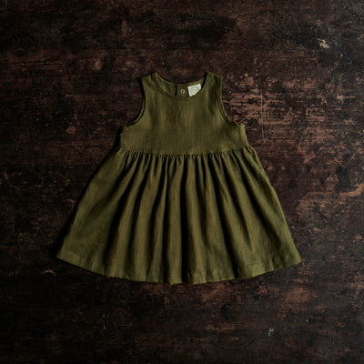 Linen Garden Dress - Moss