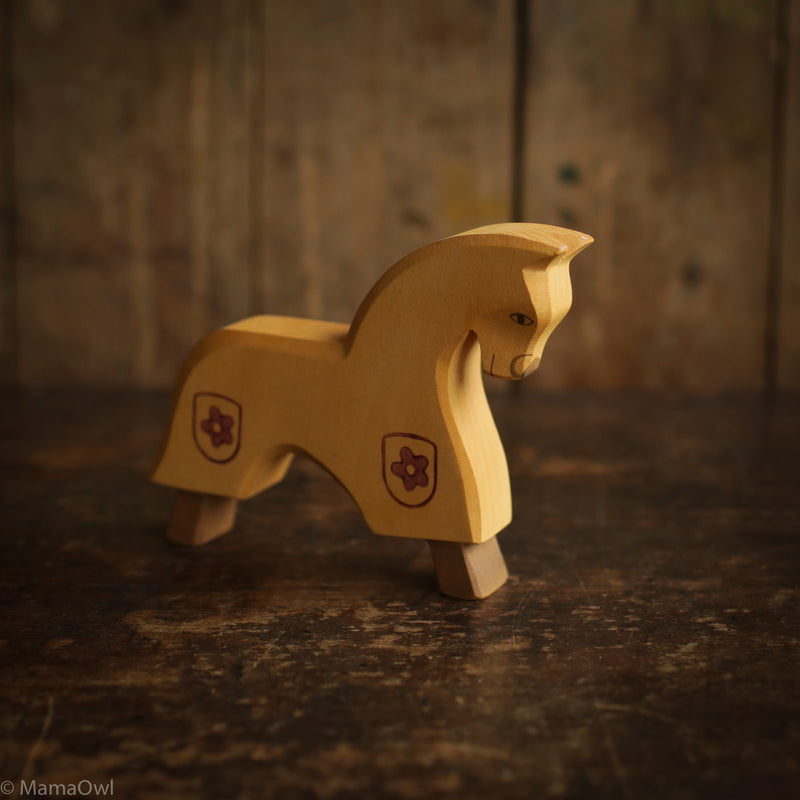 Handcrafted Wooden Horse For Knight - Yellow