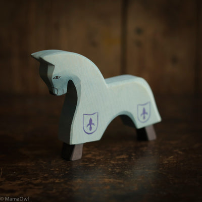 Handcrafted Wooden Horse For Knight - Blue