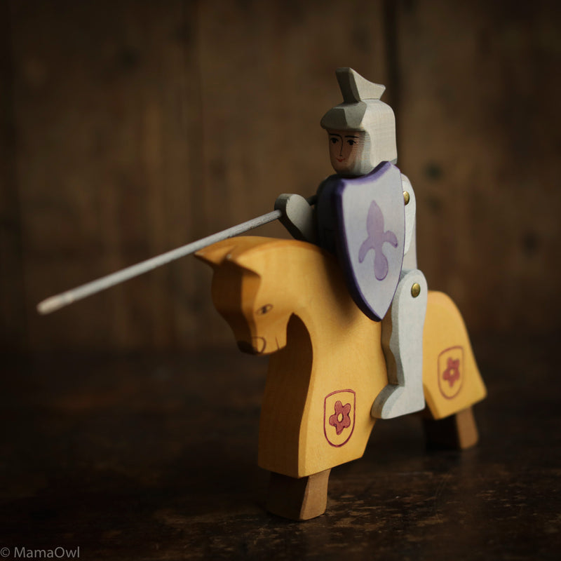 Handcrafted Wooden Horse For Knight - Yellow