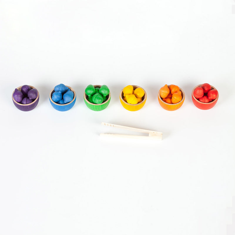 Wooden Bowls & Acorns - Set of 6