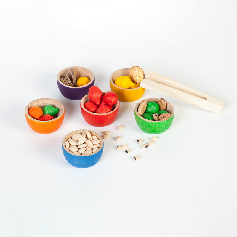 Wooden Bowls & Acorns - Set of 6