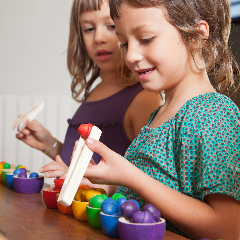 Wooden Bowls & Acorns - Set of 6