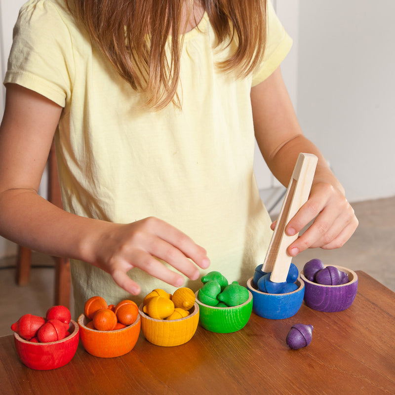 Wooden Bowls & Acorns - Set of 6