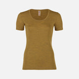 Womens Merino Wool SS Top - Saffron Melange