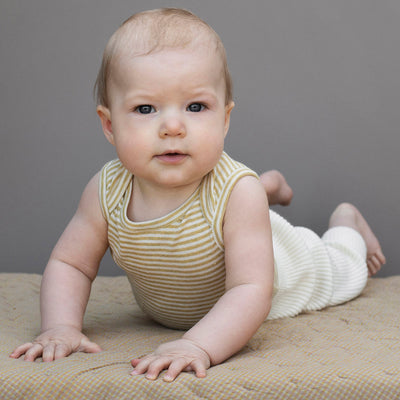 Baby Cotton Sleeveless Body - Chamomile/Off White