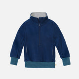 Light Weight Boiled Merino Wool Half Zip Sweater - Navy