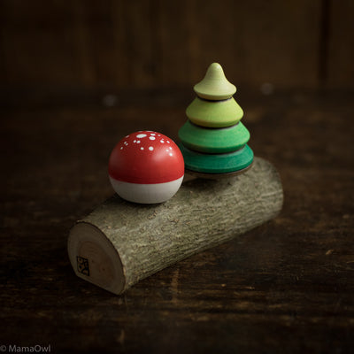 Wooden Forest Spinning Top Set