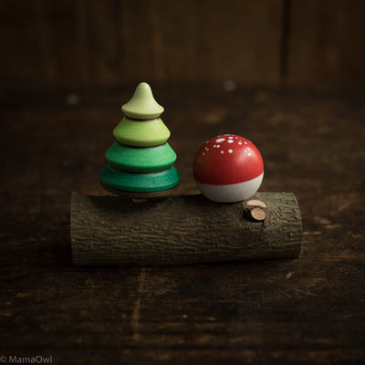 Wooden Forest Spinning Top Set