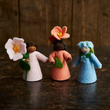 Handmade Wool Fairy Holding Flower - Sweet Briar - Brown