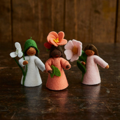 Handmade Wool Fairy Holding Flower - Sweet Briar - Brown