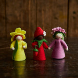 Handmade Wool Fairy With Flower Headdress - Strawberry - Black