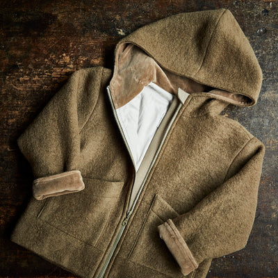 Wool Felt Hooded Jacket - Mole
