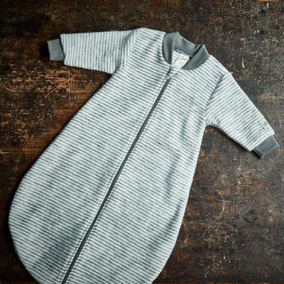 Merino Wool Terry Zip Sleeping Bag - Grey/Natural