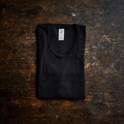 Womens Merino Wool & Silk LS Top - Black