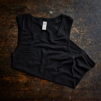 Mens Merino Wool & Silk Sleeveless Vest - Black