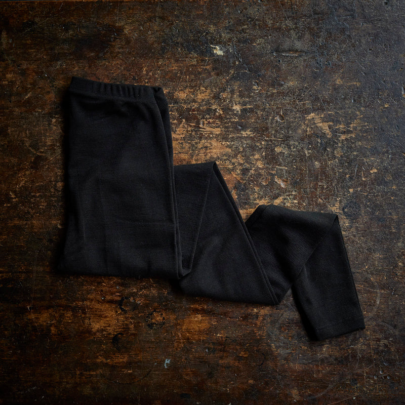 Womens Merino Wool & Silk Leggings - Black