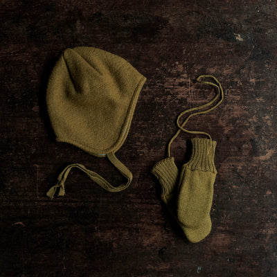 Boiled Merino Wool Gloves - Gold