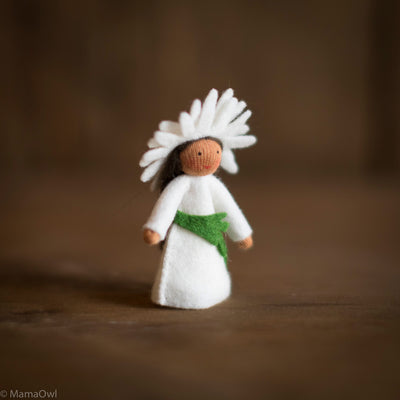 Handmade Small Wool Flower Fairy - Daisy - Brown
