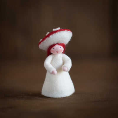 Handmade Wool Fairy - Fly Agaric - White