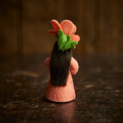 Handmade Wool Fairy With Flower Headdress - Camellia Japonica - Black