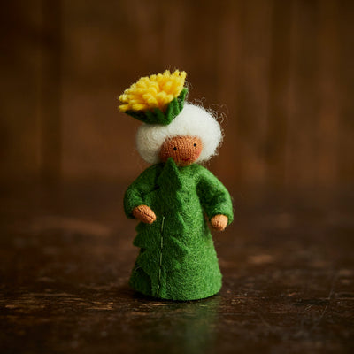Handmade Wool Fairy With Flower Headdress - Dandelion - Brown