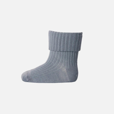 Wool Rib Ankle Socks - Storm