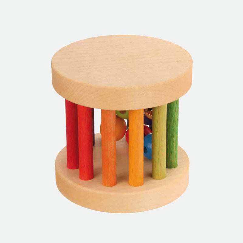 Wooden Mini Rolling Wheel Rattle