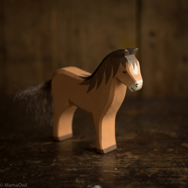 Handcrafted Wooden Brown Horse