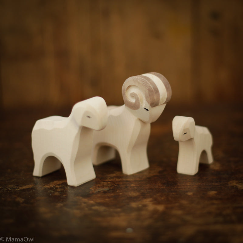 Handcrafted Wooden White Ram