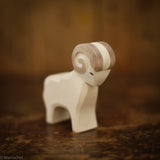 Handcrafted Wooden White Ram