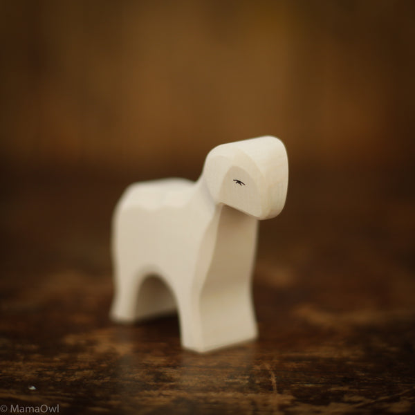 Handcrafted Wooden White Sheep