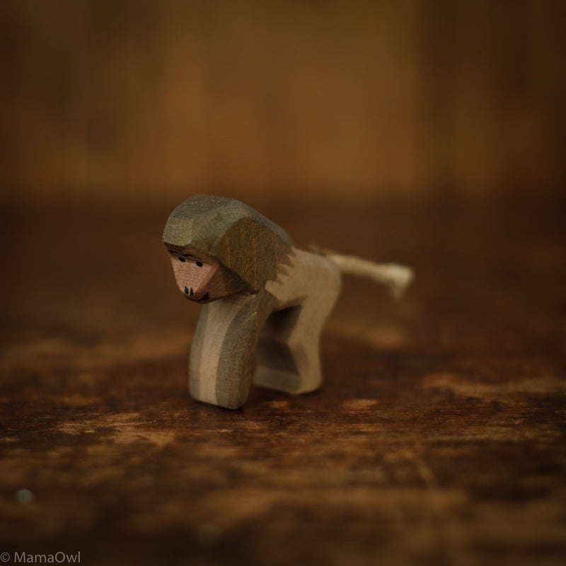 Handcrafted Wooden Baboon Standing