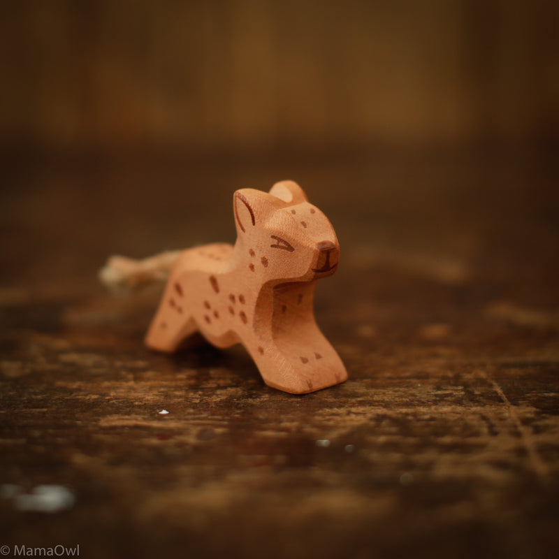 Handcrafted Wooden Small Running Leopard