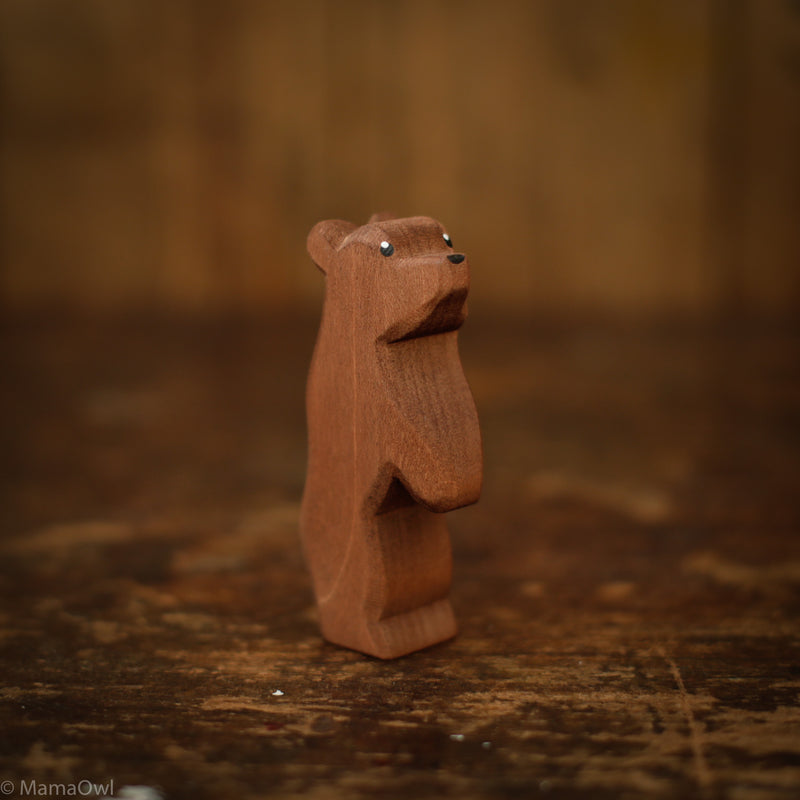 Handcrafted Wooden Small Bear Standing