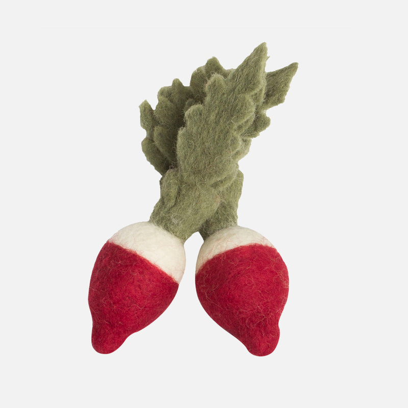 Felted Wool Vegetable Red Radish - Set of 2