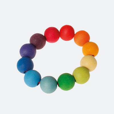 Wooden Rainbow Bead Ring