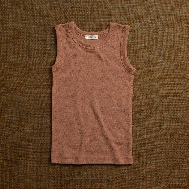 Merino Wool/Silk Pointelle Vest - Rosewood