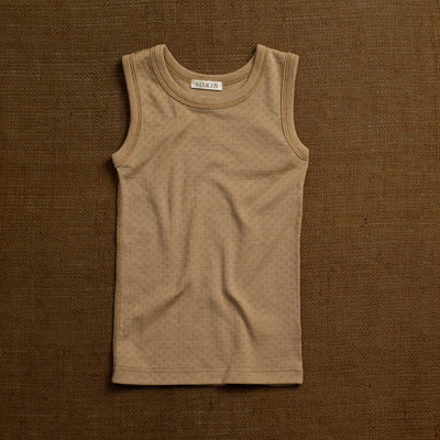 Merino Wool/Silk Pointelle Vest - Caramel