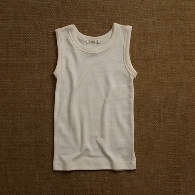 Merino Wool/Silk Pointelle Vest - Pearl