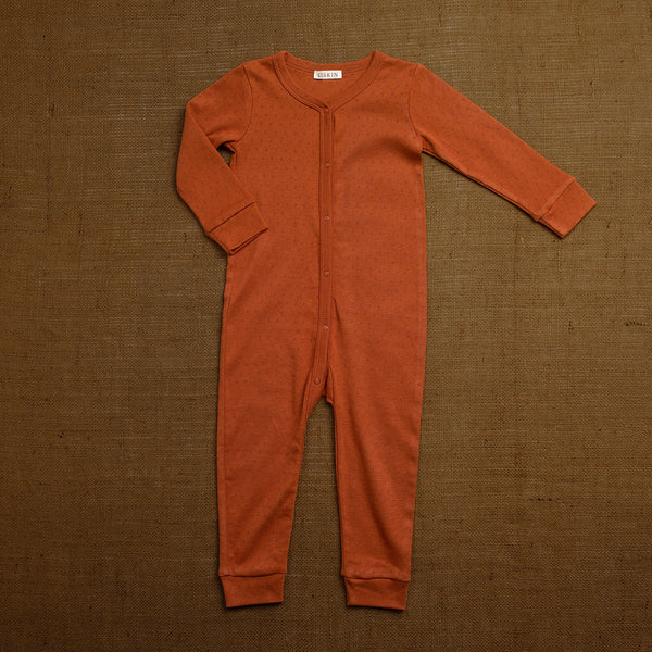 Cotton Pointelle Romper - Red Rust