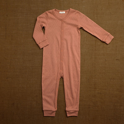 Cotton Pointelle Romper - Rosewood