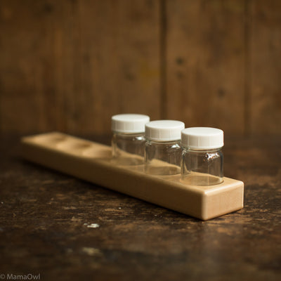 Wooden Holder for 6 Glass Paint Jars with Lids