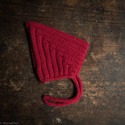 Hand Knit Wool Chunky Pixie Hat - Scarlet