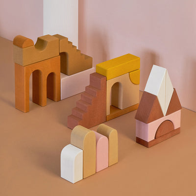 Handmade Wooden Apartment Building Blocks Set
