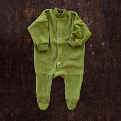 Baby Merino Wool Terry Pyjamas - Green