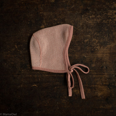 Baby Merino Wool Bonnet - Rose/Natural