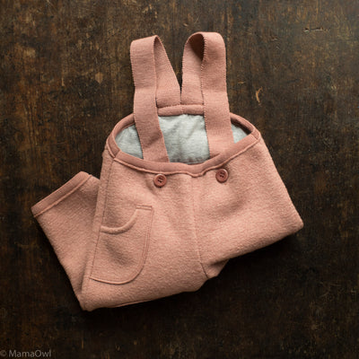 Baby & Kids Boiled Merino Wool Pocket Dungarees - Rose