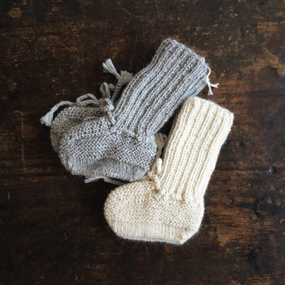 Baby Hand Knit Alpaca Booties - Grey